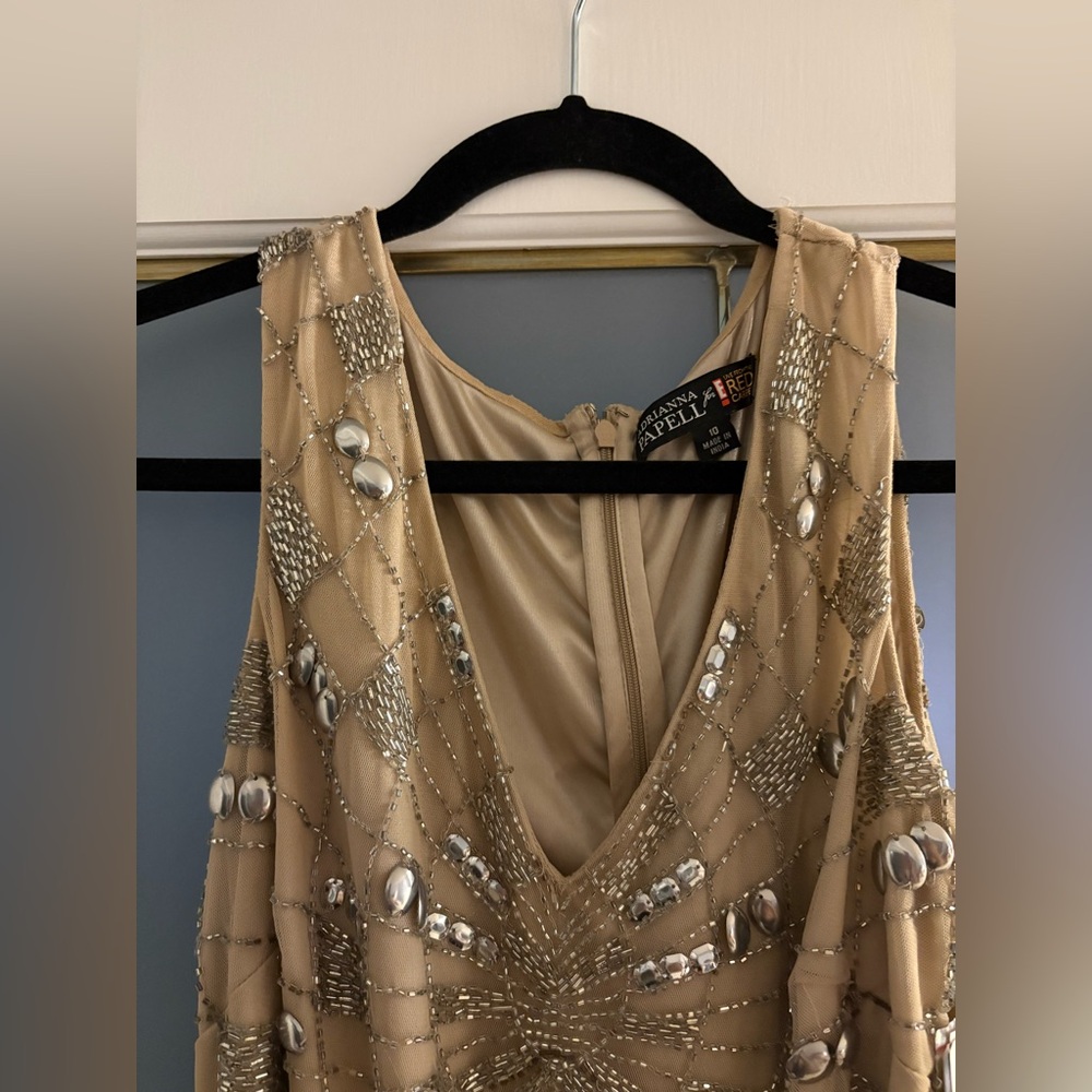 NWT Adrianna Papell Gold and Silver Sequin Mini Dress - Picture 2 of 8